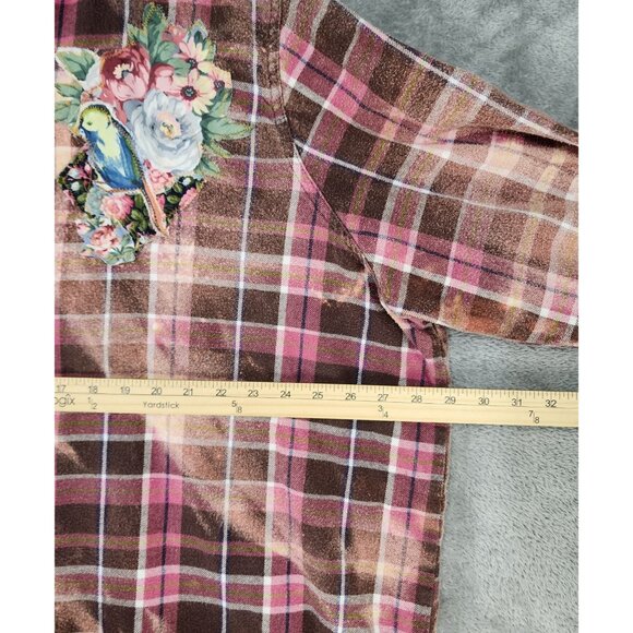 Mainstreet Blues Shirt Womens 3X Multicolor Bleached Flannel Patchwork Vintage - Picture 4 of 10
